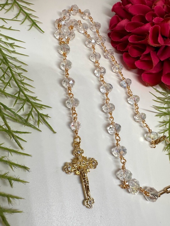 Saval Jewelry Jewelry - NEW ⚜️ Handmade Crystal Rosary Beaded Necklace
